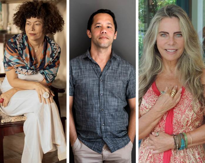 Da esq. para dir. Luciany Aparecida, Itamar Vieira Junior e Bruna Lombardi - Divulgação