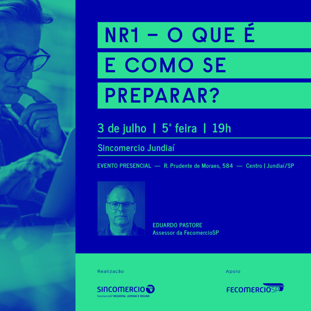 Divulgação/Sincomercio
Arte de divulgação da palestra sobre NR-1