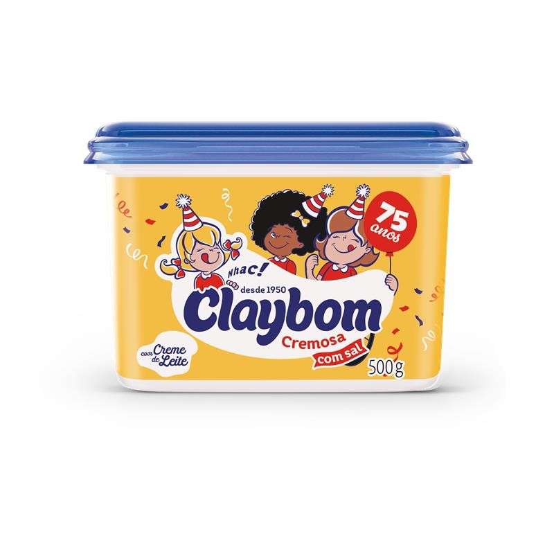 Claybom.
Embalagem comemorativa de aniversário de 75 anos de Claybom.