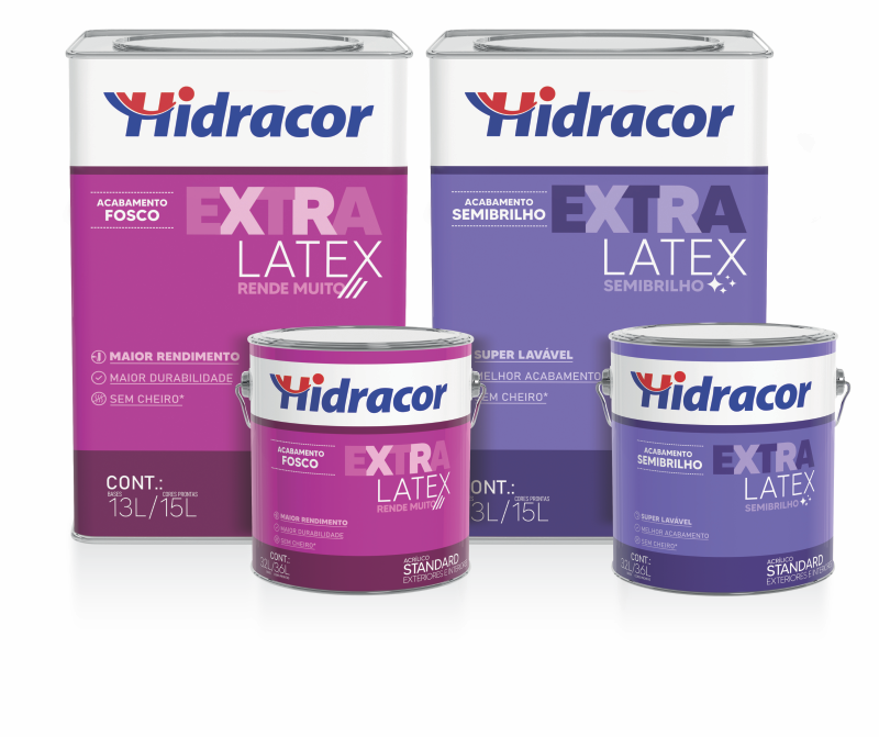 Packshot Hidracor Extralatex_latas - Crédito da foto: Divulgação