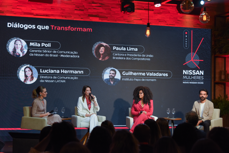 Nissan Mulheres 2025 em painel com Mila Poli, Luciana Hermann, Paula Lima e Guilherme Valadares
Murilo Góes/Divulgação