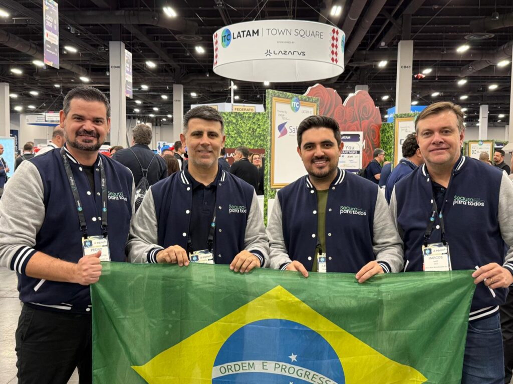 Executivos da Split Risk e da comitiva Seguro para Todos no ITC Vegas 2025 -Créditos da foto: Divulgação