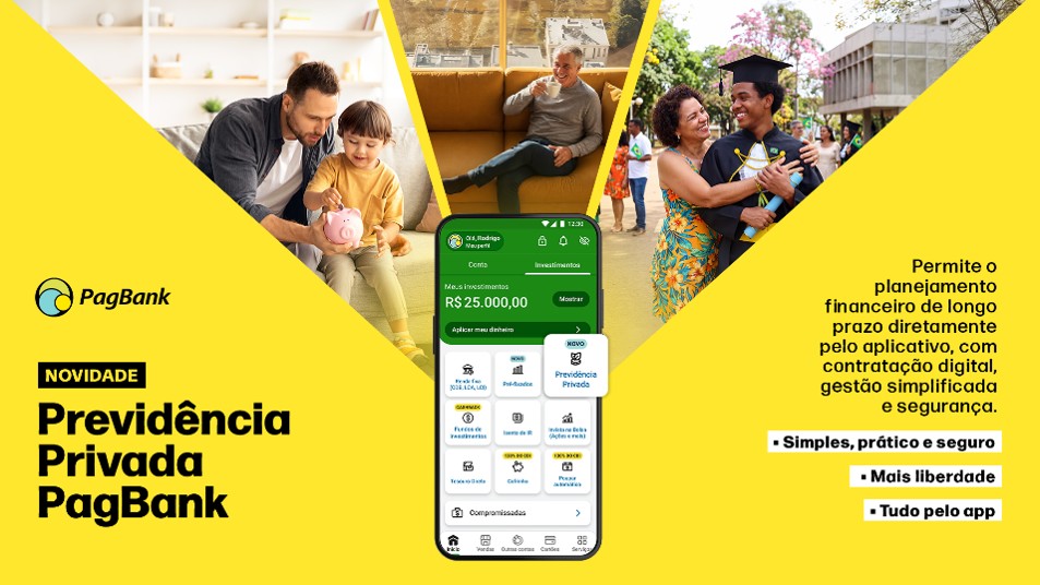 PagBank lança Previdência Privada com contratação 100% digital e foco no planejamento financeiro de longo prazo Nova solução oferece benefícios fiscais, ausência de taxa de carregamento, escolha entre fundos alinhados ao perfil do investidor e acompanhamento em tempo real pelo aplicativo O PagBank, um dos maiores bancos digitais do Brasil e especialista em brasileiros, anuncia o lançamento da Previdência Privada PagBank, uma solução desenvolvida para quem busca construir patrimônio, planejar objetivos futuros e complementar a renda no longo prazo com praticidade e eficiência. O produto está disponível nas modalidades PGBL e VGBL e pode ser contratado de forma simples, 100% digital, diretamente pelo app PagBank. O lançamento chega em um momento de crescente preocupação dos brasileiros com o planejamento financeiro de longo prazo e a necessidade de diversificar investimentos. Nesse cenário, a Previdência Privada PagBank reúne em uma única solução benefícios tributários, flexibilidade de aportes e ferramentas para acompanhamento da evolução do patrimônio, permitindo que o cliente planeje seu futuro com mais conveniência. Além de complementar a renda na aposentadoria, o produto pode ser utilizado para diferentes objetivos, como a formação de patrimônio, o planejamento da educação dos filhos, a busca pela independência financeira e a organização sucessória, contribuindo para uma estratégia financeira mais estruturada ao longo da vida. Entre os principais benefícios da solução estão a ausência de taxa de carregamento, eficiência fiscal e uma seleção de fundos com gestão de profissional e desempenho competitivo, que podem ser escolhidos de acordo com o perfil e objetivos do cliente. A solução oferece as modalidades PGBL e VGBL. Na PGBL, é possível deduzir as contribuições da base de cálculo do Imposto de Renda em até 12%, para quem declara no modelo completo, com incidência de imposto sobre o valor total no resgate. Já a VGBL não permite dedução, mas a tributação ocorre apenas sobre os rendimentos, sendo indicada para quem opta pelo modelo simplificado ou busca maior eficiência fiscal no longo prazo “A Previdência Privada PagBank reforça a nossa estratégia de ampliar a oferta de produtos relevantes para diferentes momentos da vida financeira dos brasileiros. Queremos oferecer uma solução competitiva, simples e alinhada às necessidades de quem busca se planejar melhor para o futuro, seja do ponto de vista patrimonial, tributário ou familiar”, afirma André Souza, diretor de CRM, Growth, Comunicação e Investimentos do PagBank. O cliente pode investir de forma recorrente ou eventual, com flexibilidade para adequar os aportes ao seu momento financeiro e aproveitar recursos extras, como 13º salário, bônus ou outras receitas adicionais para acelerar a construção de patrimônio. Outro diferencial é a possibilidade de indicar beneficiários de forma simples, facilitando a transferência dos recursos em caso de necessidade. Além disso, o produto não possui incidência de come-cotas, permitindo que os rendimentos permaneçam integralmente investidos e potencializando a acumulação patrimonial no longo prazo. Desenvolvido em parceria com a seguradora Icatu, o produto já está disponível para todos os clientes PagBank. Mais informações podem ser acessadas pelo site e aplicativo do PagBank. O PagBank possui uma trajetória de confiança reconhecida pelo mercado, com certificações de nota máxima de solidez (AAA / triplo A) atribuídas pelos três principais avaliadores globais, que o posicionam entre os bancos digitais mais confiáveis do país. Como um dos maiores bancos digitais do país em número de clientes, oferece um ecossistema financeiro completo, integrado ao dia a dia dos brasileiros – desde soluções de pagamentos, conta rendeira gratuita, Pix, cartões e investimentos competitivos, até linhas de crédito, gestão financeira e ferramentas para vendas presenciais e online. Para saber mais sobre os produtos PagBank, clique aqui. - Créditos da foto: Divulgação
